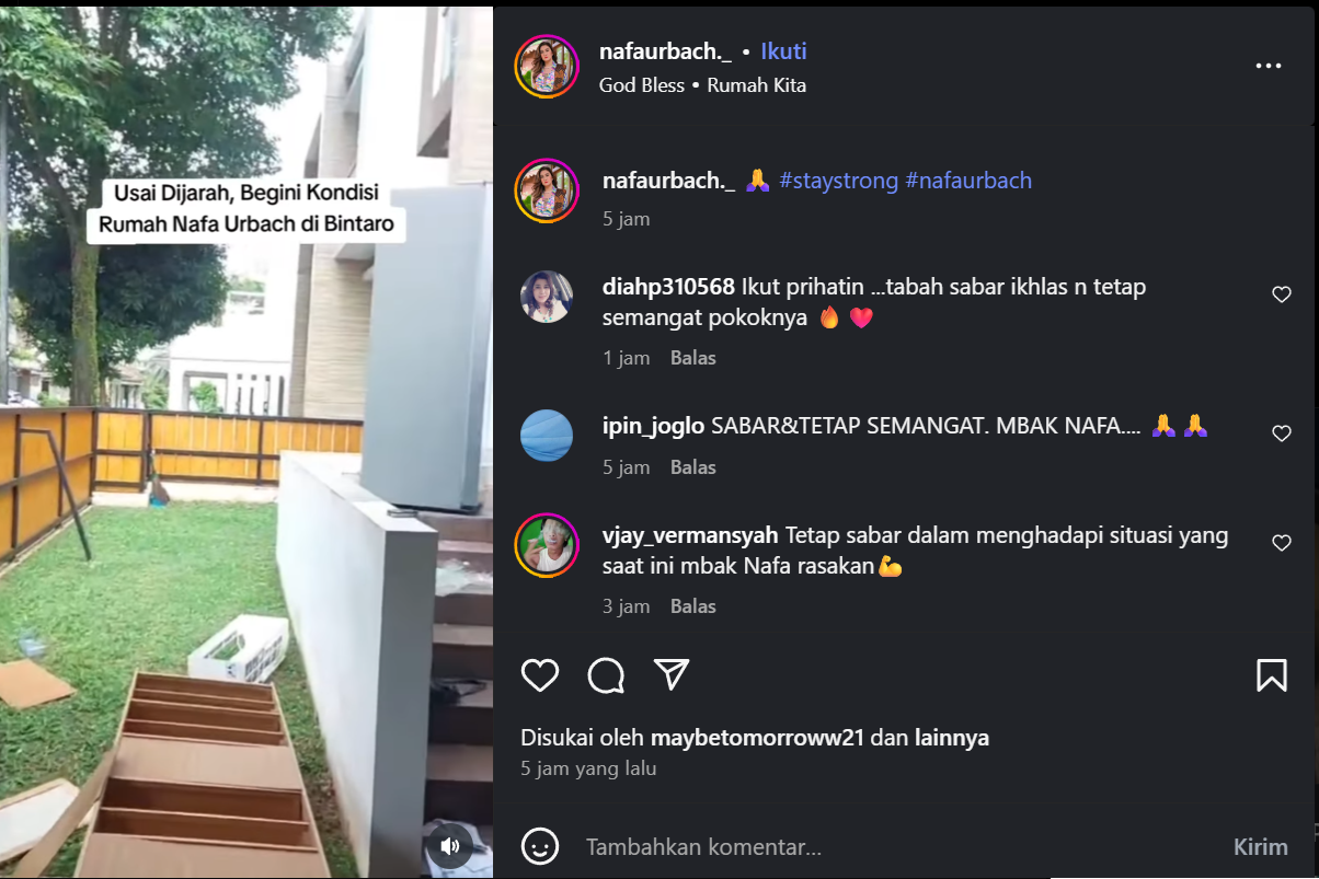 Kondisi rumah Nafa Urbach